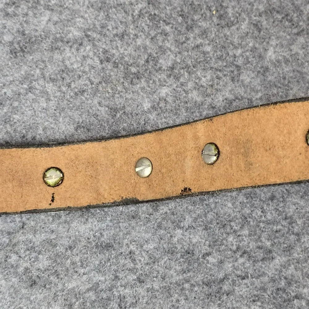 VTG Jacobs Leather Western Belt Teens Small Black Concho Rose Buckle USA